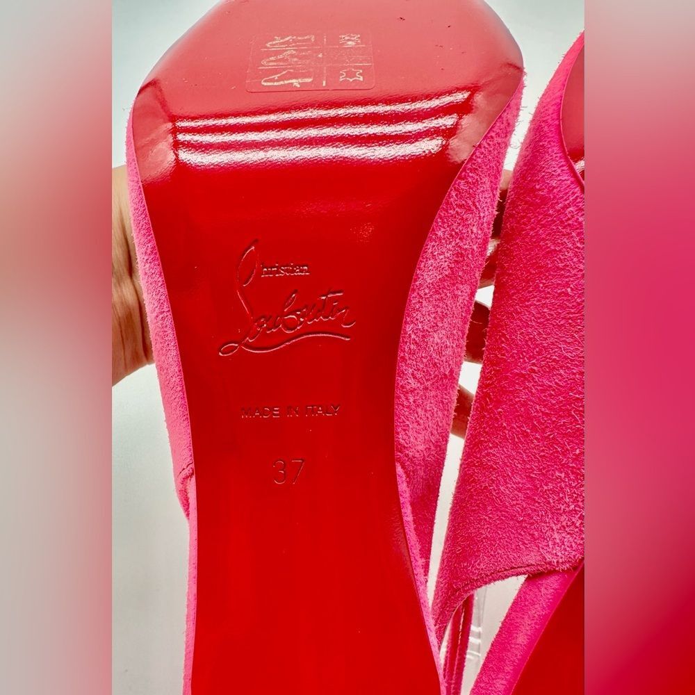 Christian Louboutin Lace Up Kate 85 Pink Suede Stiletto Pumps Heels EU 37 US 7 - Picture 10 of 11